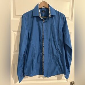 Rosso Milano Button Down Shirt Blue Size Neck 15.5 M